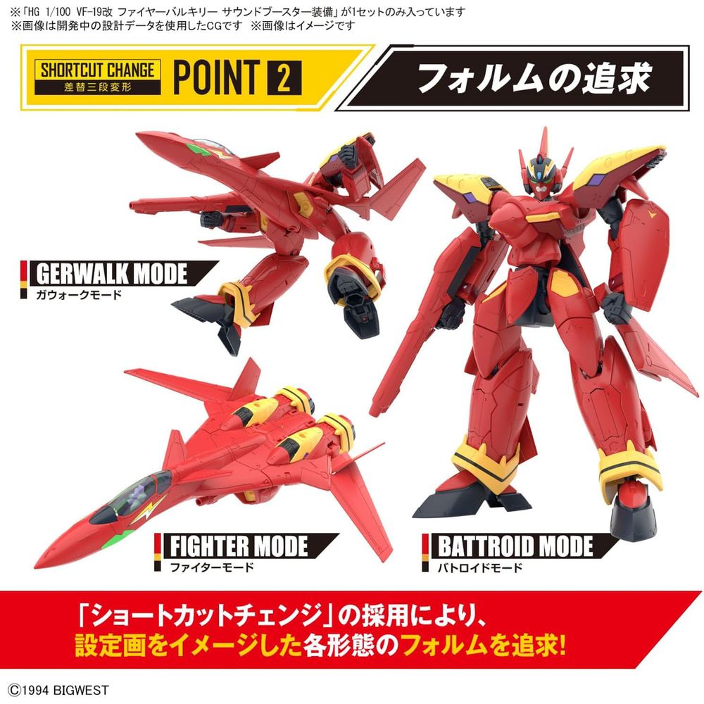 VF-19 Custom Fire Valkyrie With Sound Booster - Macross - HG 1/100